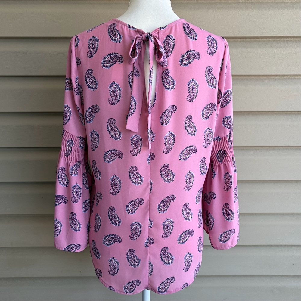 •New York & Company• Pink Paisley Long Sleeve Blouse - Size Small - Picture 5 of 8